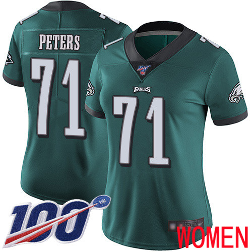 Women Philadelphia Eagles #71 Jason Peters Midnight Green Team Color Vapor Untouchable NFL Jersey Limited 100th